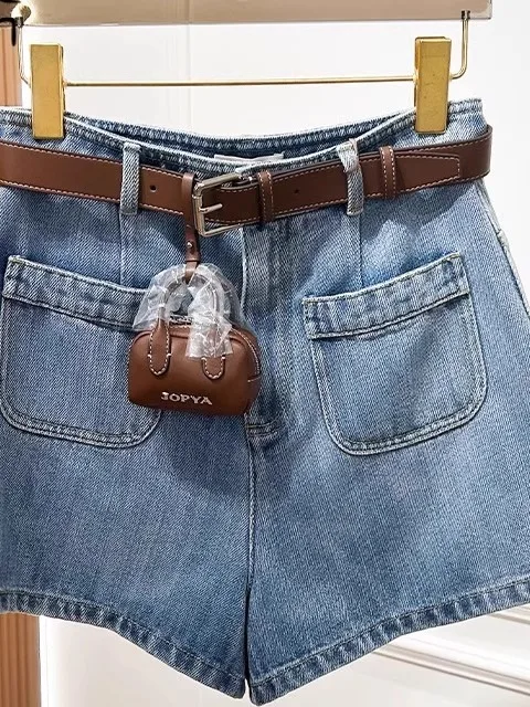 

Faionable Casual Retro Wide Leg Denim orts Women's Summer Small Size High Waist Slim A-Line Hot Pants Comfortable Breathable