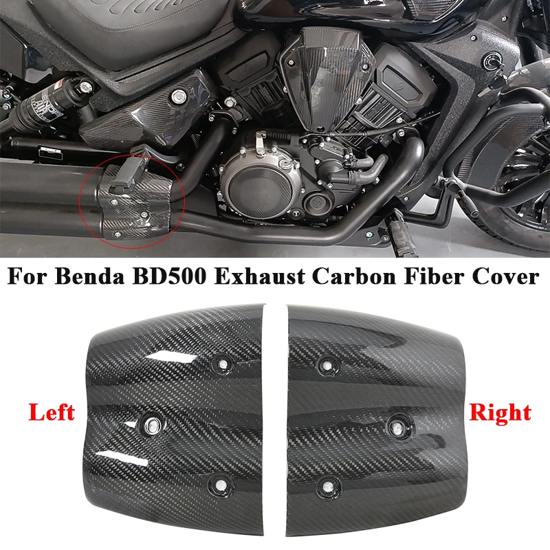 

Motorcycle Exhaust Pipe Escape For Benda BD500 Original Muffler Protector Heat Shield Carbon Fiber Cover Left & Right Side Guar