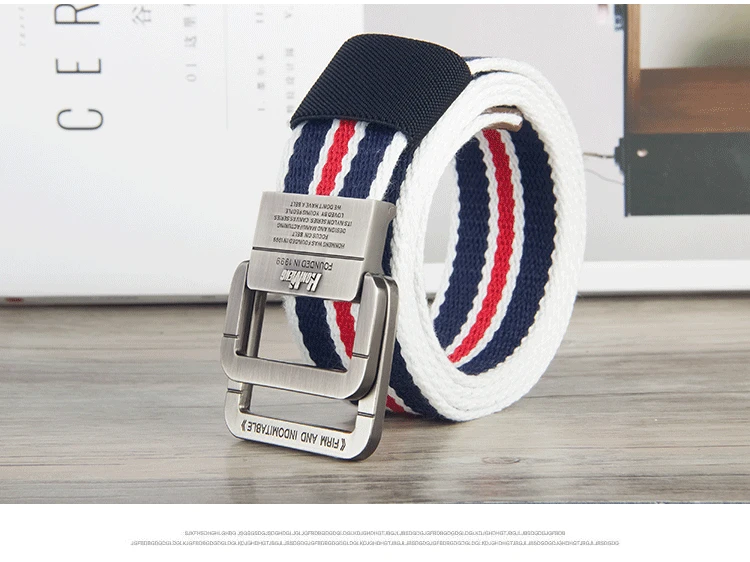 Canvas Belt, Men's Belt, Alloy Double Loop Buckle, Korean Fashion Denim, Teenage Student Pants Belt, Women's Belt