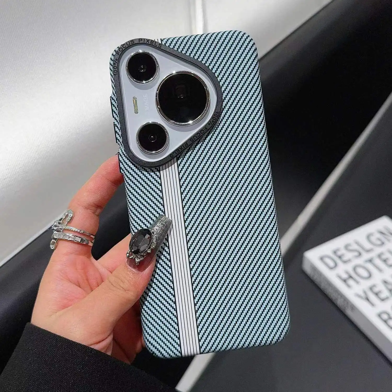 Luxury Carbon Fiber Liens Phone Case for Huawei Pura 70 Pro Ultra Anti-drop Aramid Fiber Texture Cover Support Magsafe Charging