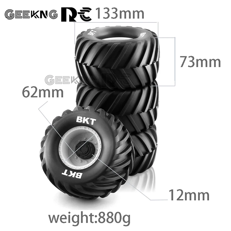 4pcs 133mm 1/10 Monster Truck Buggy Tires Wheel 12mm Hex for Traxxas HIMOTO HSP HPI Tamiya Kyosho Upgrade Parts