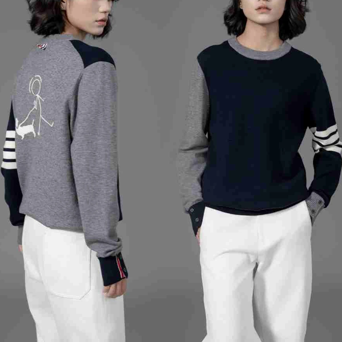 

High-End Spliced Color Blo Long Sve Knitted Sweater Men Women Sle Lightweight Luxury Base Layer Casual Knitwear