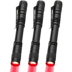 LED Flashlight Red Light Mini Pen Light Pocket Pen Flashlights Waterproof Small Torch for Work Night Observation