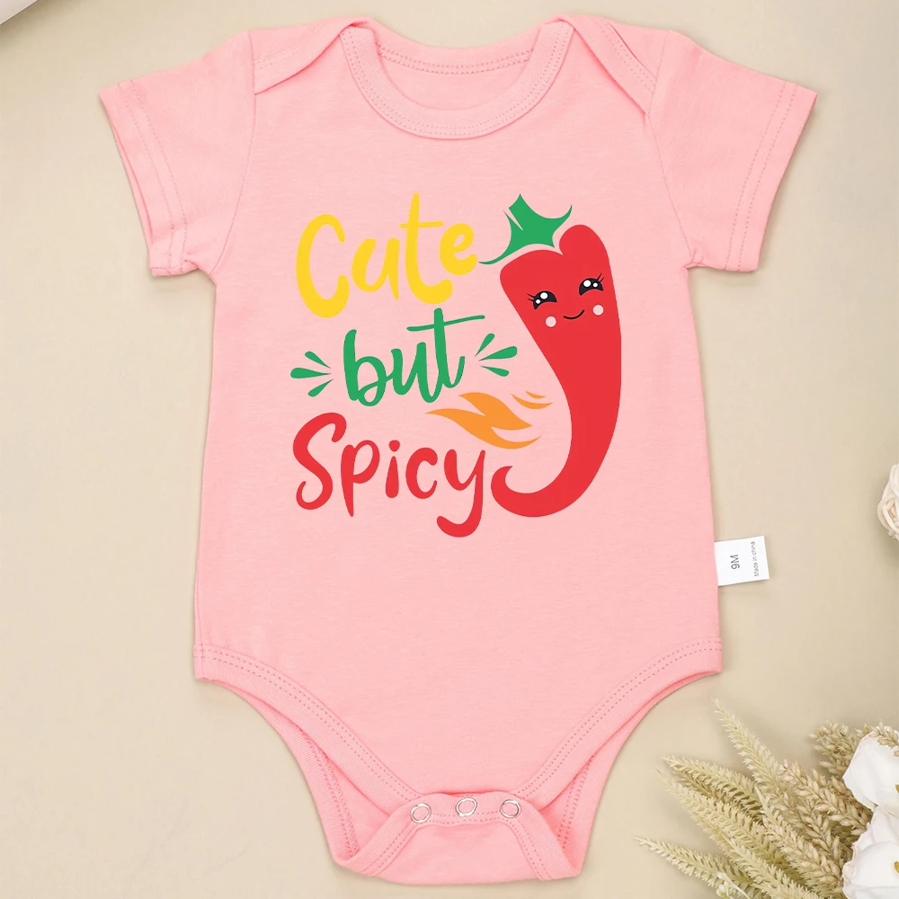 Cute But Spicy Fun Baby Boy and Girl Clothes High Quality Pure Cotton Newborn Onesies Casual Versatile Round Neck Infant Romper