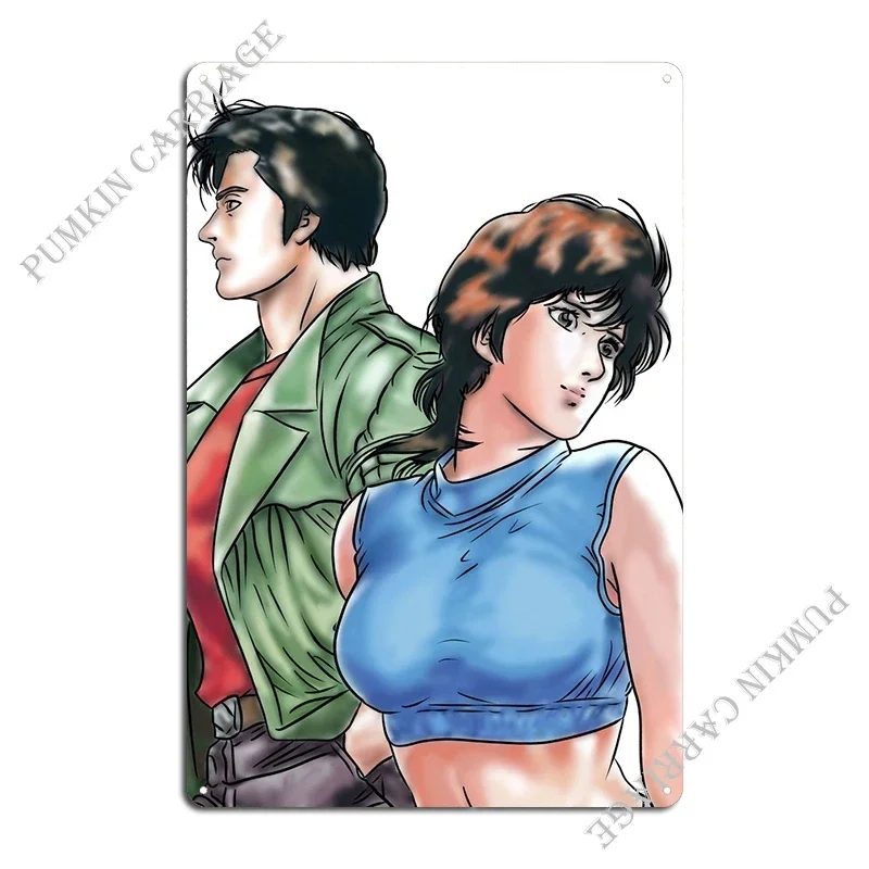 City Hunter Ryo Saeba/Nicky Larson Neon Hunter Metal Signs Retro Garage Funny Cinema Tin Sign Poster