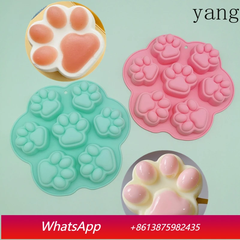 

Yjq 5pcs 7 even cat paw silicone mold cake aromatherapy gypsum jelly bowl rice cake mold