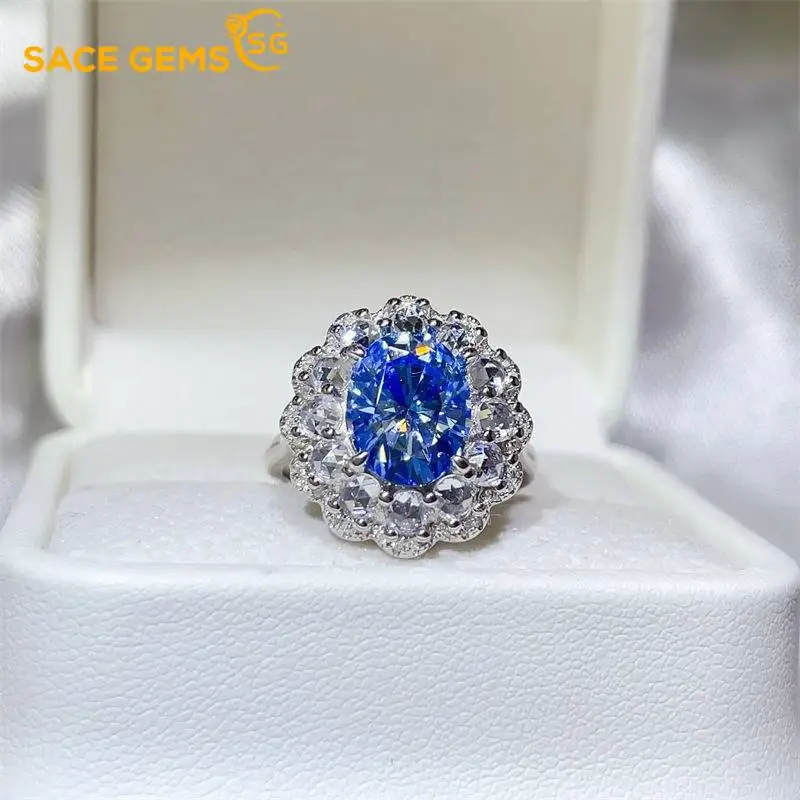 

SACE GEMS GRA Certified 3CT D Color Moissanite 925 Sterling Silver Fashion Ring for Women Engagement Promise Party Fine Jewelry