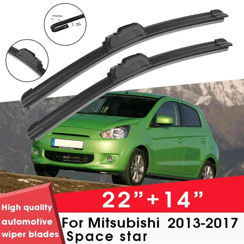 

Car Wiper Blade Blades For Mitsubishi Space star 2013-2017 22"+14" Windshield Windscreen Clean Rubber Silicon Cars Wipers