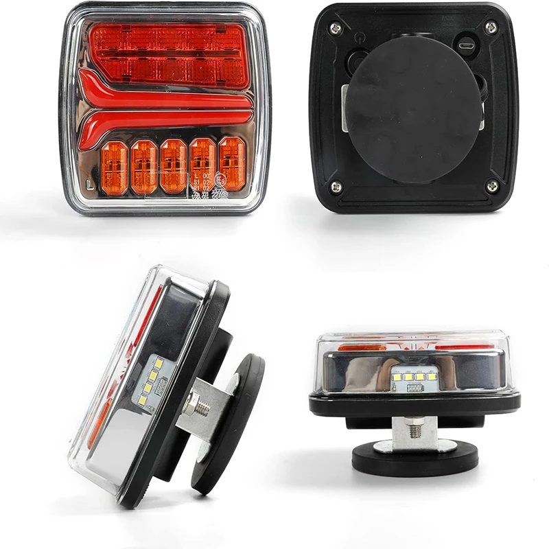 Yuanjoy 12/24V Magnetic Wireless LED Trailer Rear Lights  With 7 Pin Plug For tractor Caravan Lorry Dynamic Rear Lights