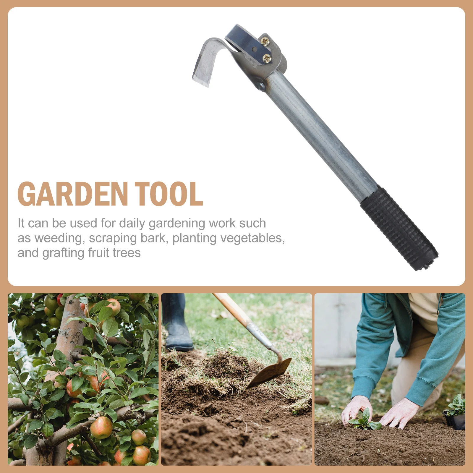 

1pc Premium Bark Scraper Debarking Tool Manual Steel Garden Tool for Tree Bark Removal Weeding Planting Grafting Outdoor Use