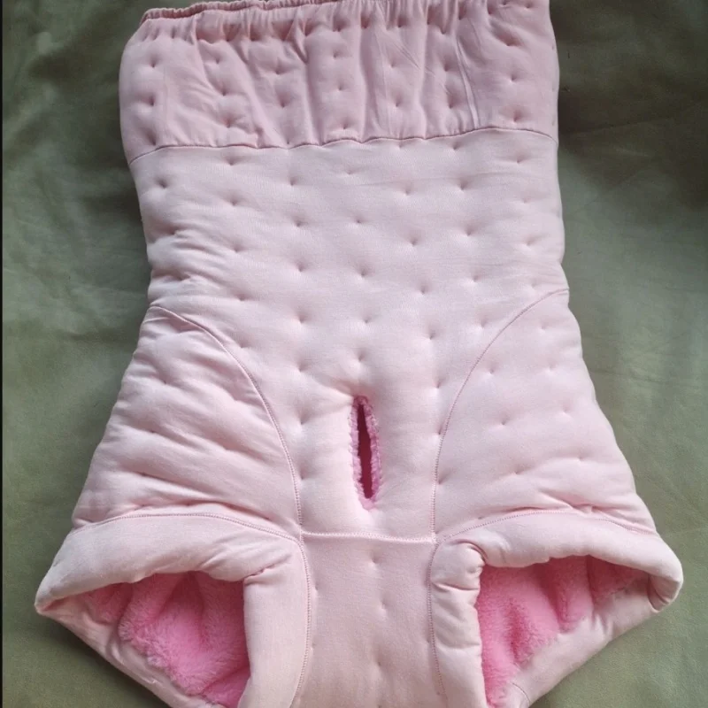 

Men Sexy Pink High-waisted Cotton Underpants Handmade Velvet Filled Cotton Thick Puffy Warm Belly Briefs BF Private Party Pantie