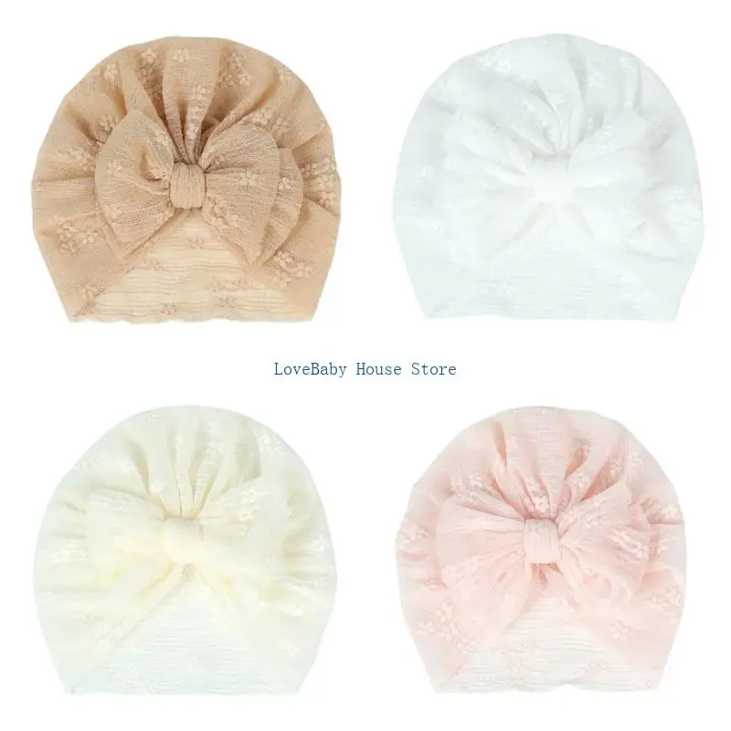 

BX0D Turban Hat for Baby Infant Cap Hat with Bow Knot Soft Nursery Beanie Cap