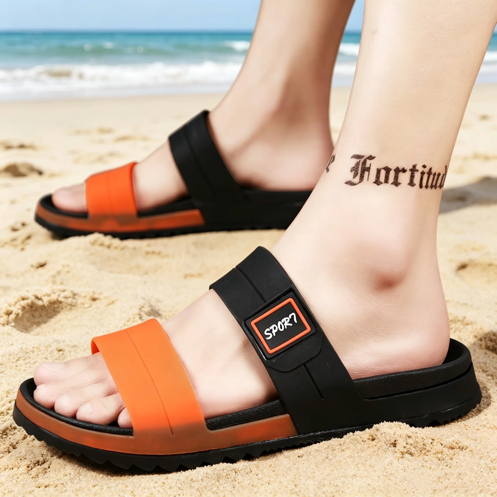 

Men's Color-Blocked Slippers, Non-Slip and Comfortable, Versatile for Everyday Use, Outdoor Beach, Summer Sandals