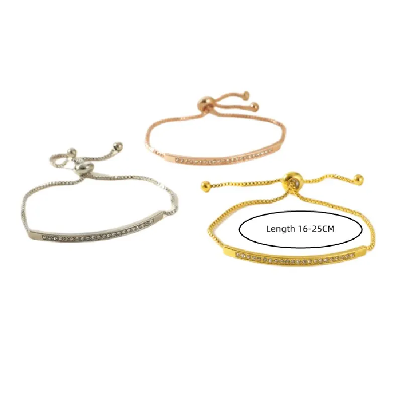 3pcs Bracelets For Women Simple Models Gold-color Silver-plated Rose Gold-color Each 1 Adjustable Copper Beads Jewelry