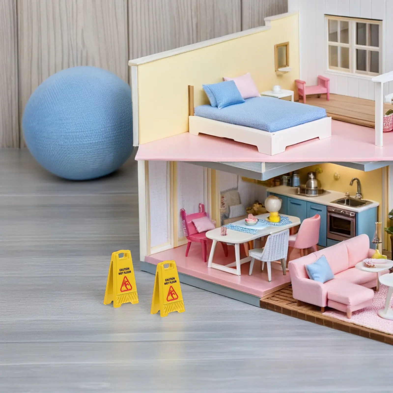 

7Pcs Dollhouse Caution Signs Realistic Wet Floor Warning Miniatures for Tabletop Displays Garden Decor Educational Kids Activity