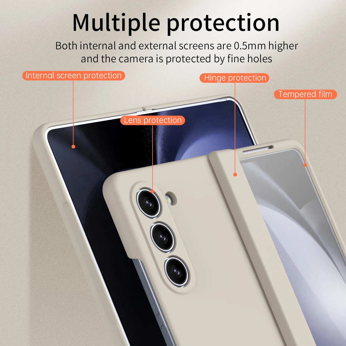 For Samsung Galaxy Z Fold 7 6 5 4 5G Matte Hard PC Phone Case External Screen Tempered Glass Film Spring Hinge Shockproof Cover