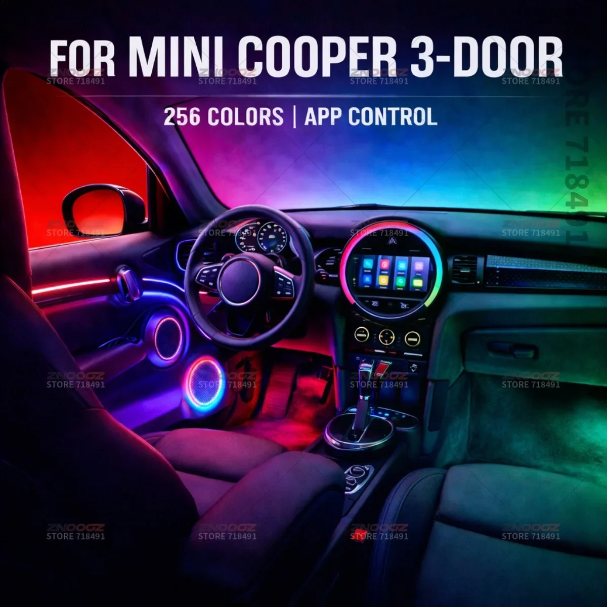 22in1 RGB Car Interior Acrylic Car Ambient Lights RGB Hidden Acrylic Strip Decoration Atmosphere Accessories For Cooper 3-Door
