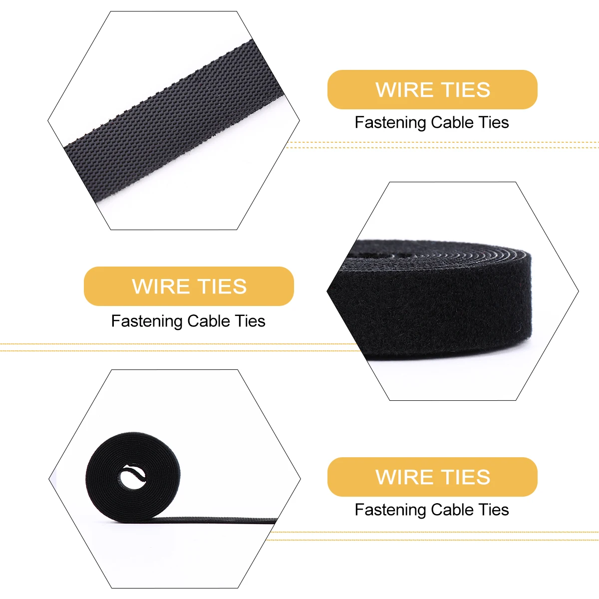 

6 Rolls Reusable Fastening Cable Tie Hook Loop Strap Cord Organizer Wire Ties for Laptop Phone Cable