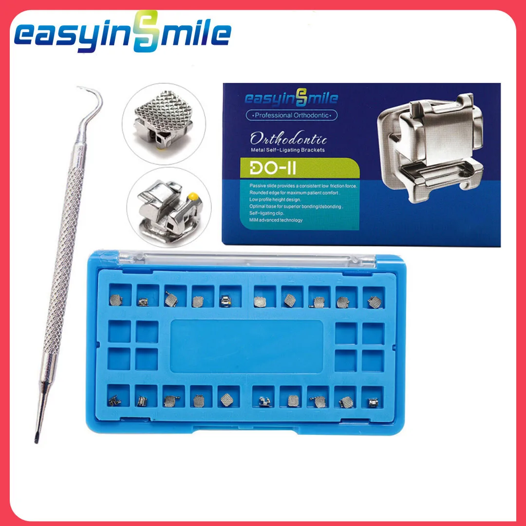 Easyinsmile Dental Material for Metal Self Ligating Roth / MBT 345 Slot .022 Orhto Bracket Mini Braces Passive
