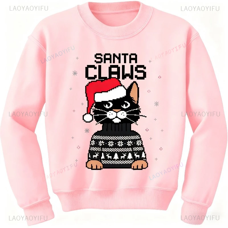Christmas Ugly Graphic Sweatshirt Santa Claws Santa Claus Long Sleeve Unisex Shirt Ugly Christmas Sweater Style Women Clothing