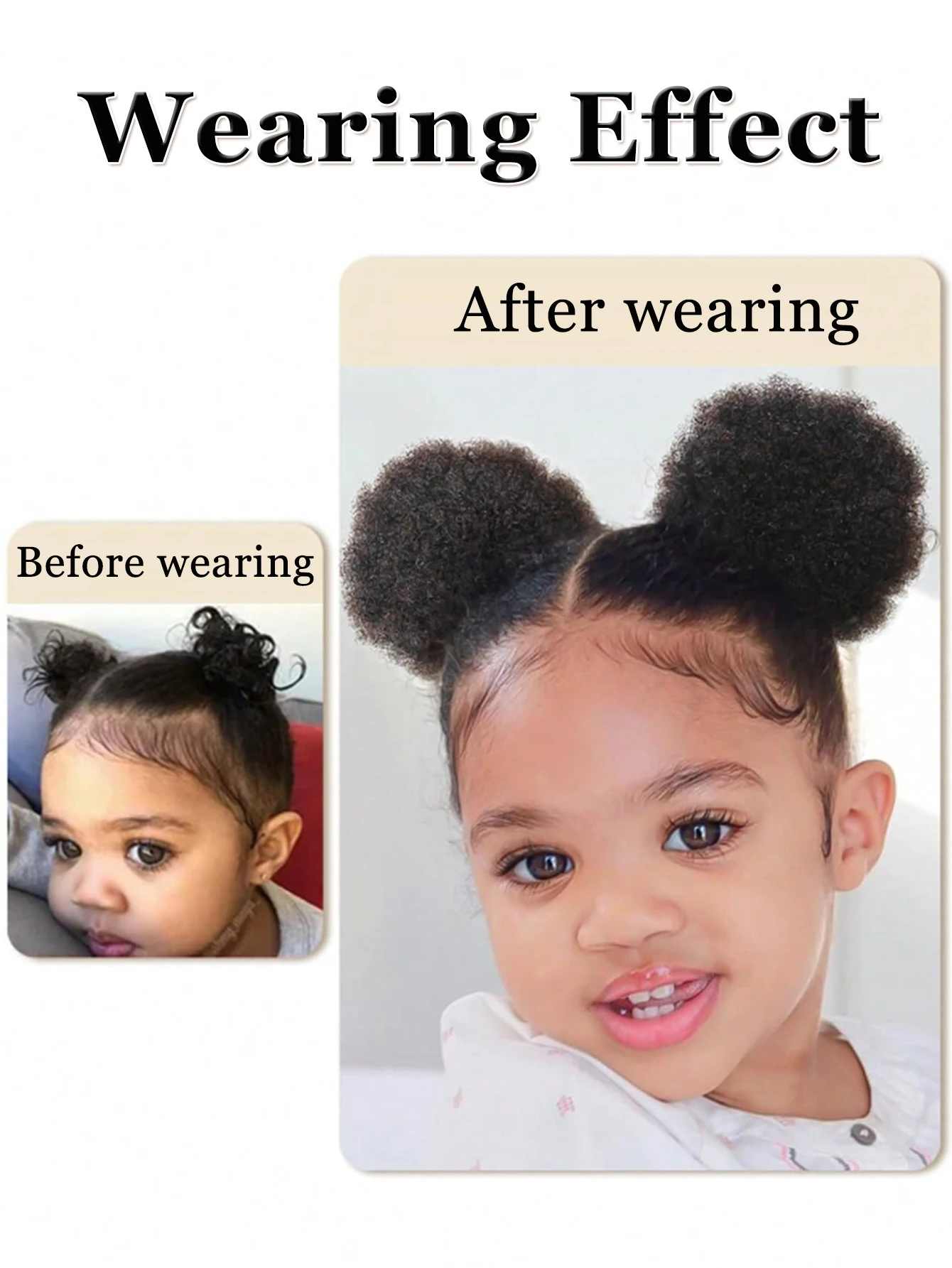 AS 2Pcs Kids Ponytail Extensions Synthetic Small Afro Kinky Curly Hair Bun For Little Girls Comfortable Lightweight Hairpieces