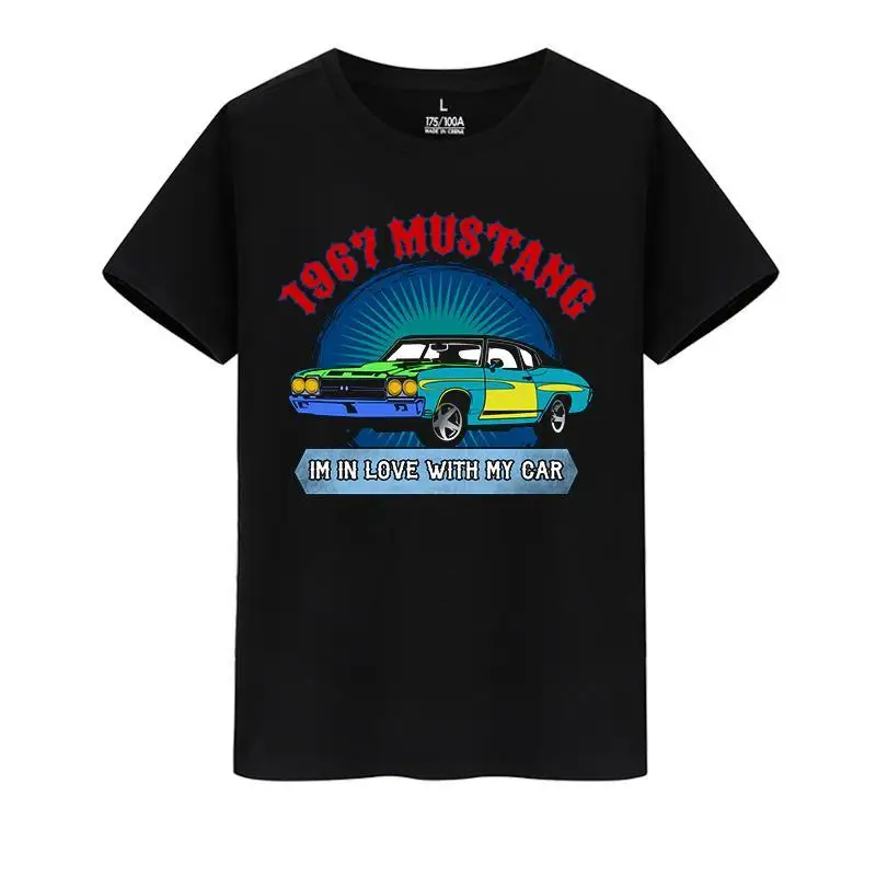 

Car Enthusiasts Summer Half-sleeved Men's American Muscle Car Ford Mustang Car Modified Car Culture Cotton Print Short-sleeved