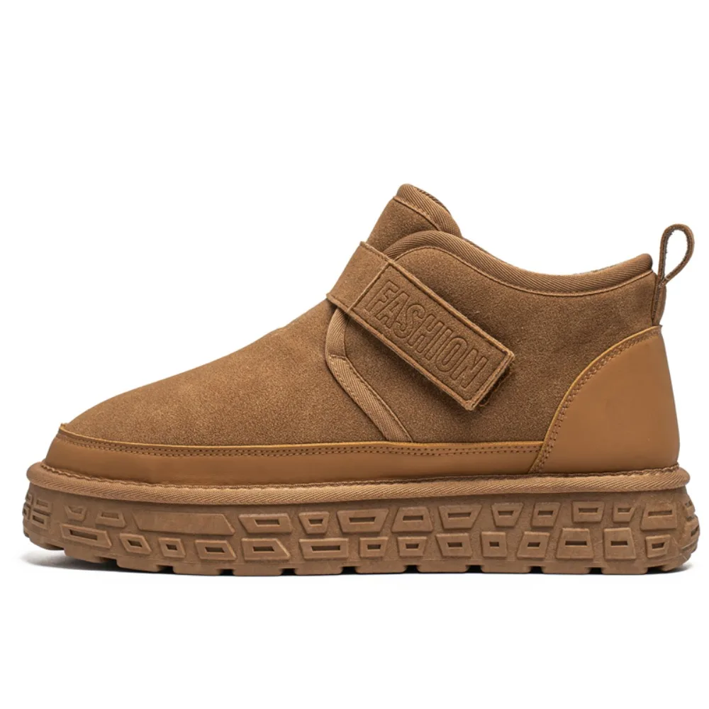 

Winter Mens Ankle Suede Leather Snow Boots Men Plush Fur Snowshoes Warm Cotton Shoes Anti-Skid Snowboots