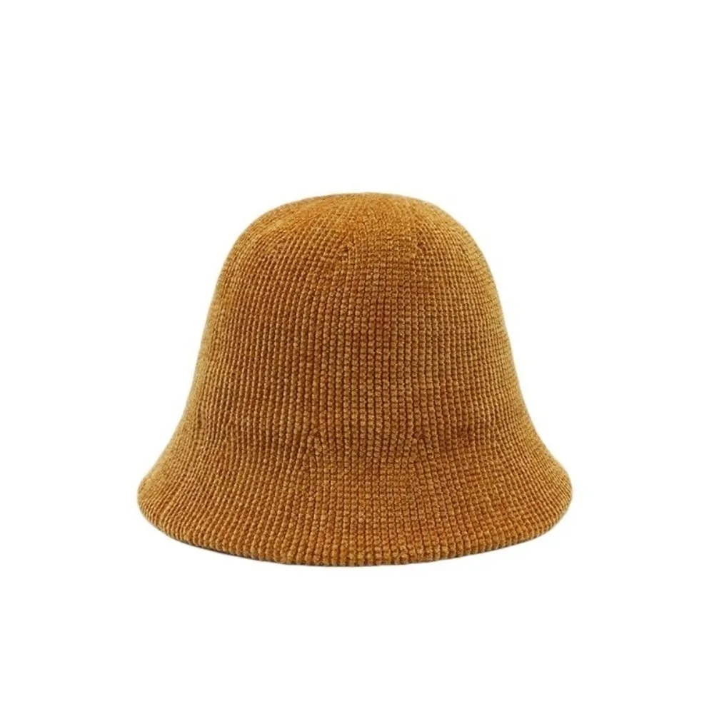 

Fashion Chenille Knitted Fisherman Hat British Style Solid Color Women Panama Cap Cold-proof Korean Style Bucket Hat Streetwear