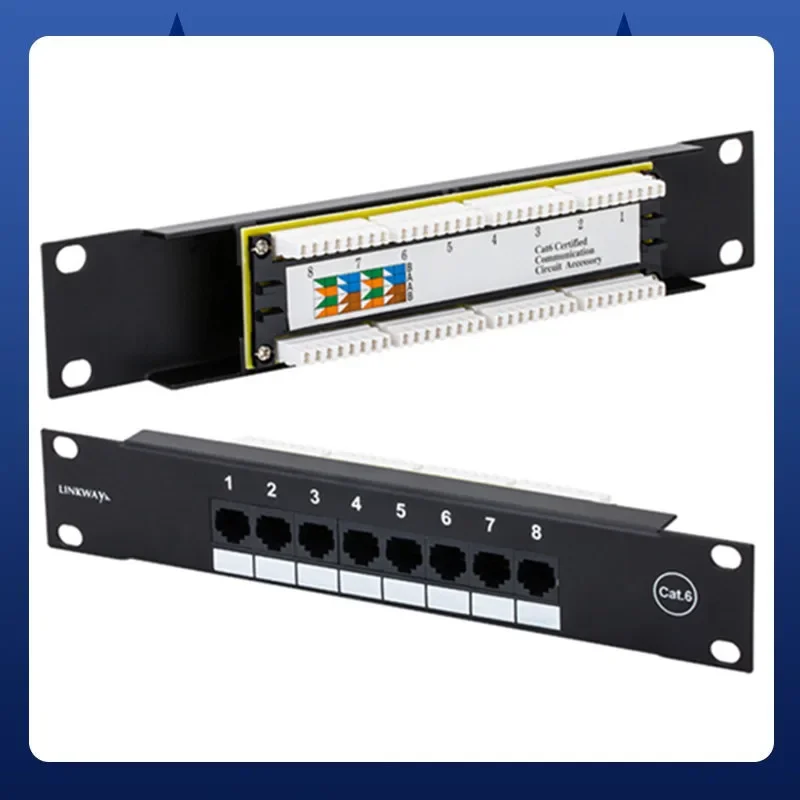 8 Ports 10 inch CAT5e CAT6 Patch Panel 1U Mini Patch Panel RJ45 Rack Mount For Household Distribution Frame Weak Current Box