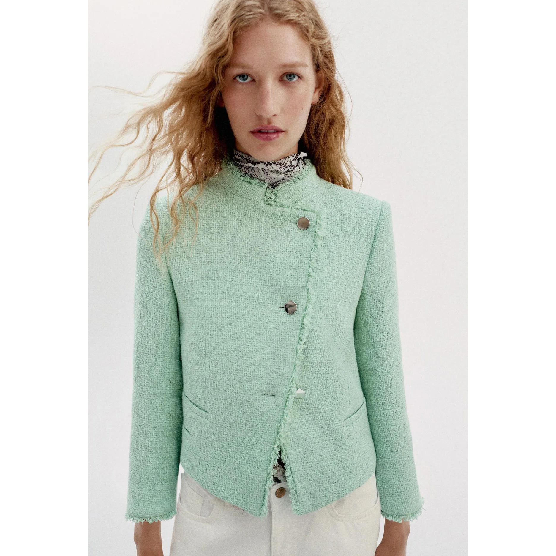 Fashionable VA Women's Suit Jacket Elegant Personality Frayed Construction Standard Fit Long Sleeve Polyester Fiber Button Cl...
