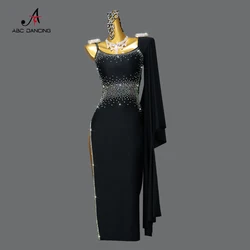 Black Evening Dress Latin Dance Woman Line Suit Stage Practice Clothes Dancewear Costume Girls 2024 Prom Sexy Outfits Customized