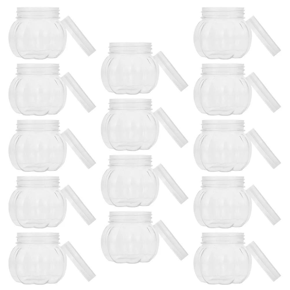 

24Pcs Pumpkin Candy Jars Clear Transparent Storage Container Sealed Lid Multi-Functional Snack Cookie Holder for Tea Coffee Nuts
