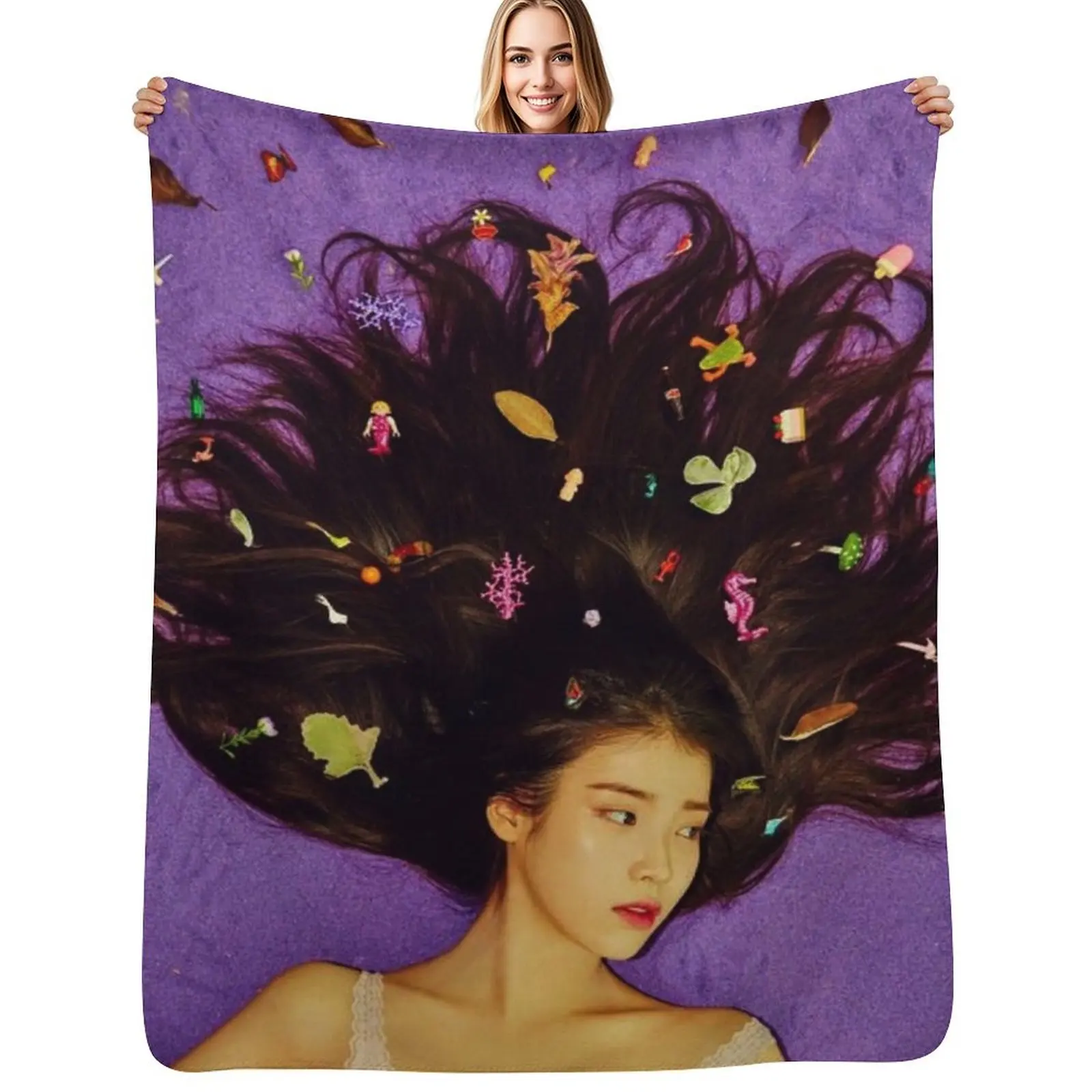 

IU hair art Throw Blanket For Sofa Thin Furrys Luxury Designer Blankets