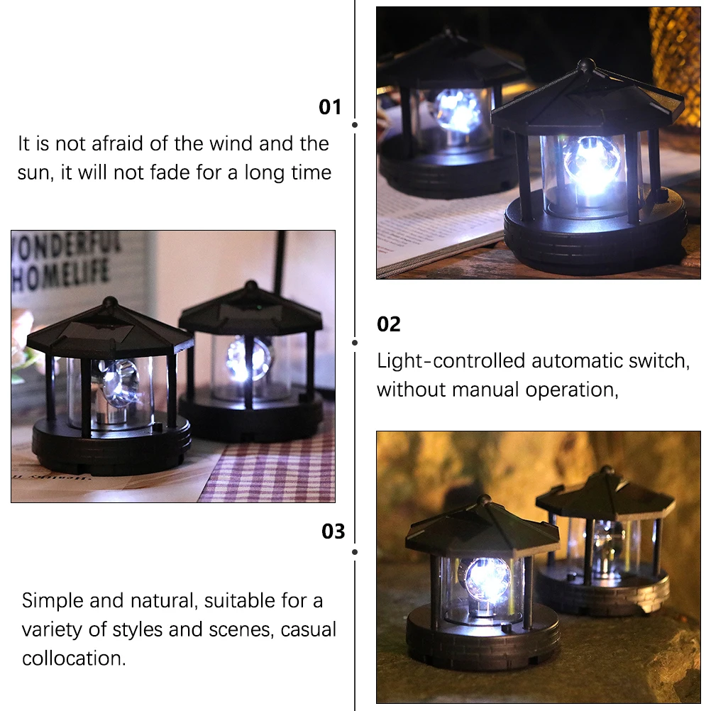 

LED Rotating Lights Solar Powered Plastic Lighthouse Walkway Fence Deck Garden Outdoor LED Solar Lights Energy Saving Waterproof