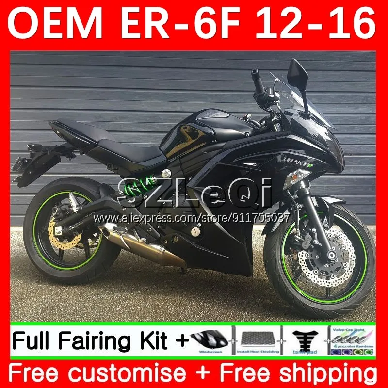 Glossy Black Injection Kit For KAWASAKI NINJA 650R ER6 F ER 6F ER6F 12 13 14 15 16 1No.0 ER-6F 2012 2013 2014 2015 2016 Fairing