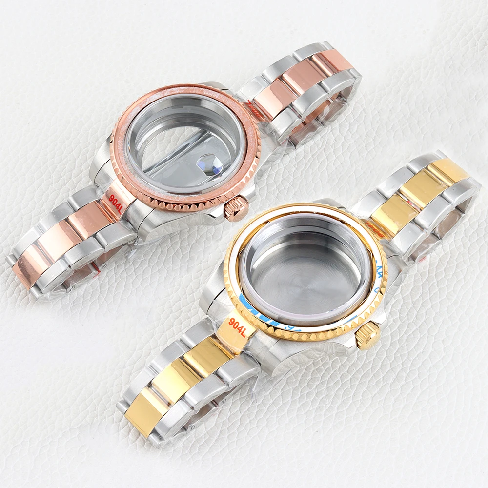 

Gold/Rose Gold 40mm Watch Case 20mm Stainless Steel Oyster Strap for NH34 NH35 NH36 NH38 Movement Submariner 28.5mm Dial