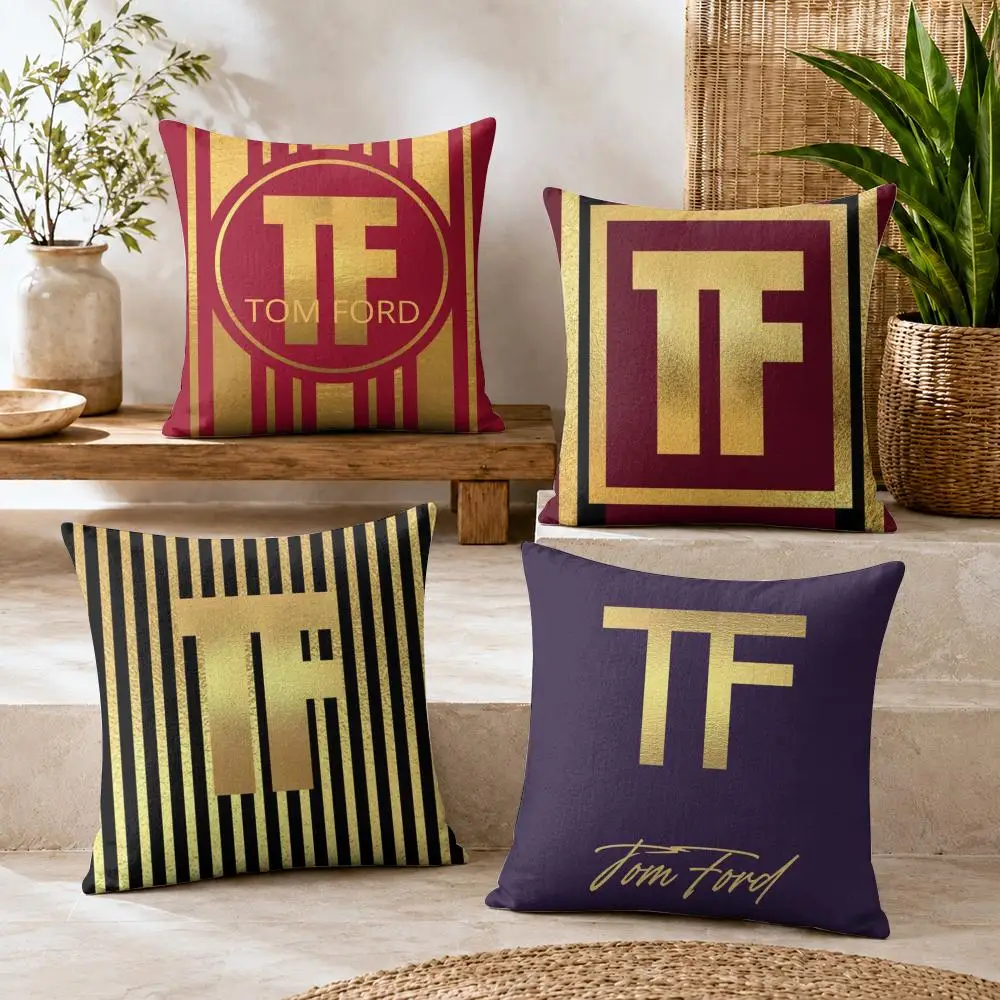 Luxury T-Tom F-Ford Cushion Cover Soft Short Plush Double-Sided Printing Home Decor Cozy Sofa Pillow Case Fine Gift