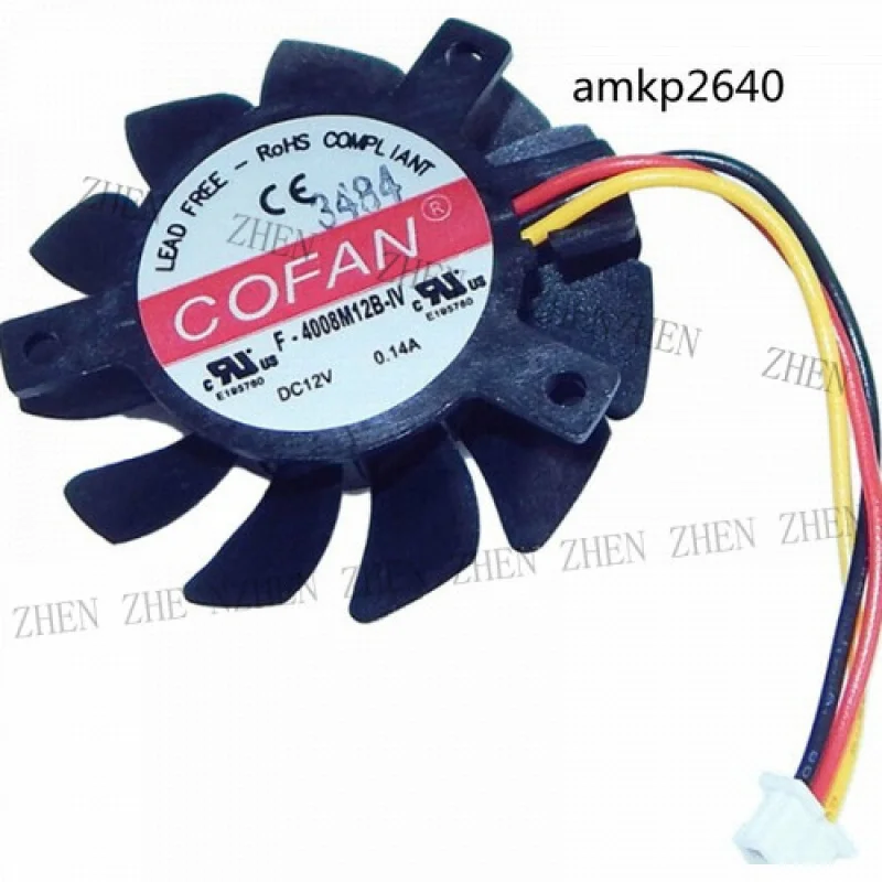 Y 1PC for  F-4008M12B-IV 3pin   40x40x8 mm IV DC12v 0.14A Fan