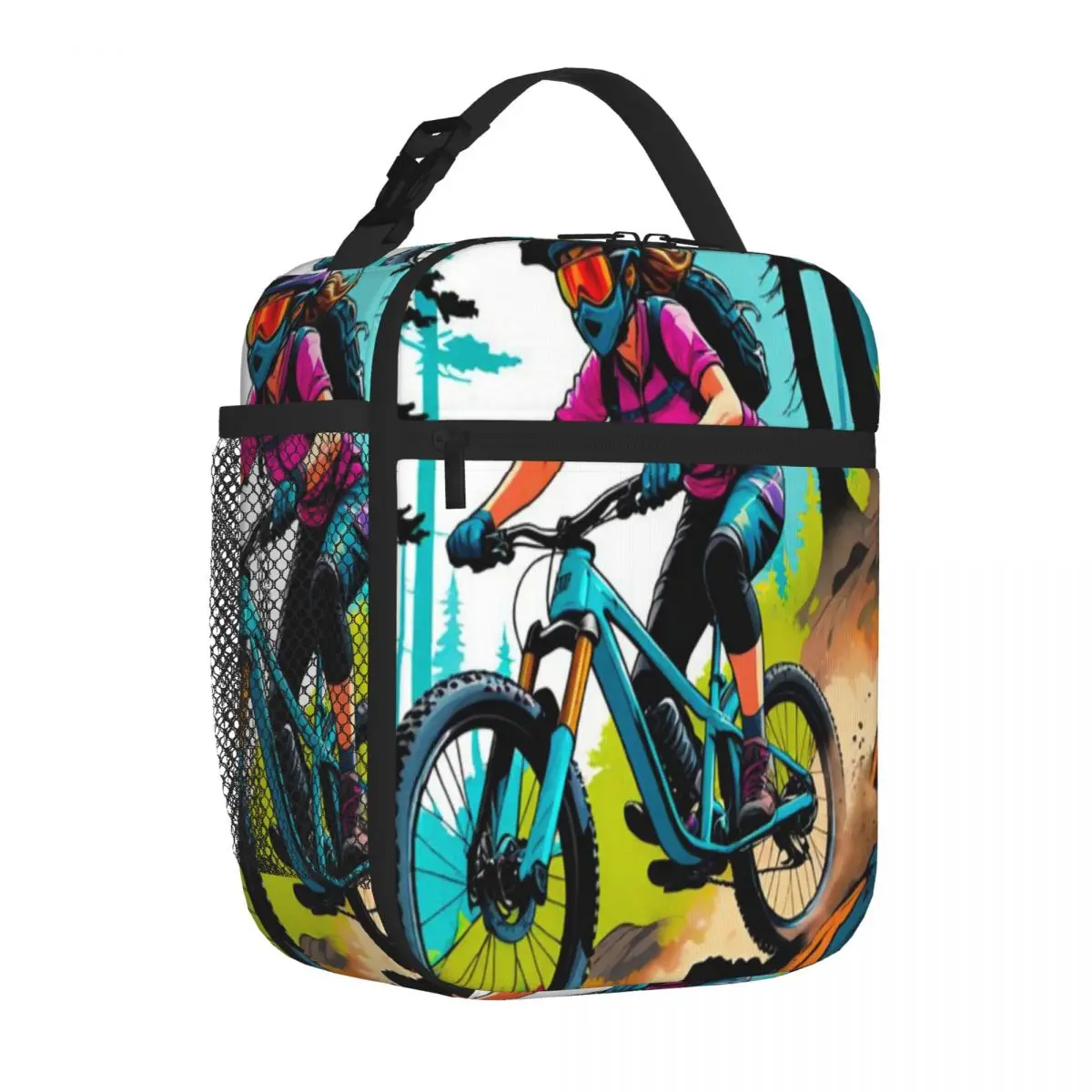 Hot Sale Ride The Rush Thrilling MTB Adventures Await Parent Child Matching Insulated Lunch Pouch Mountain Trip Adult Lunch Bag