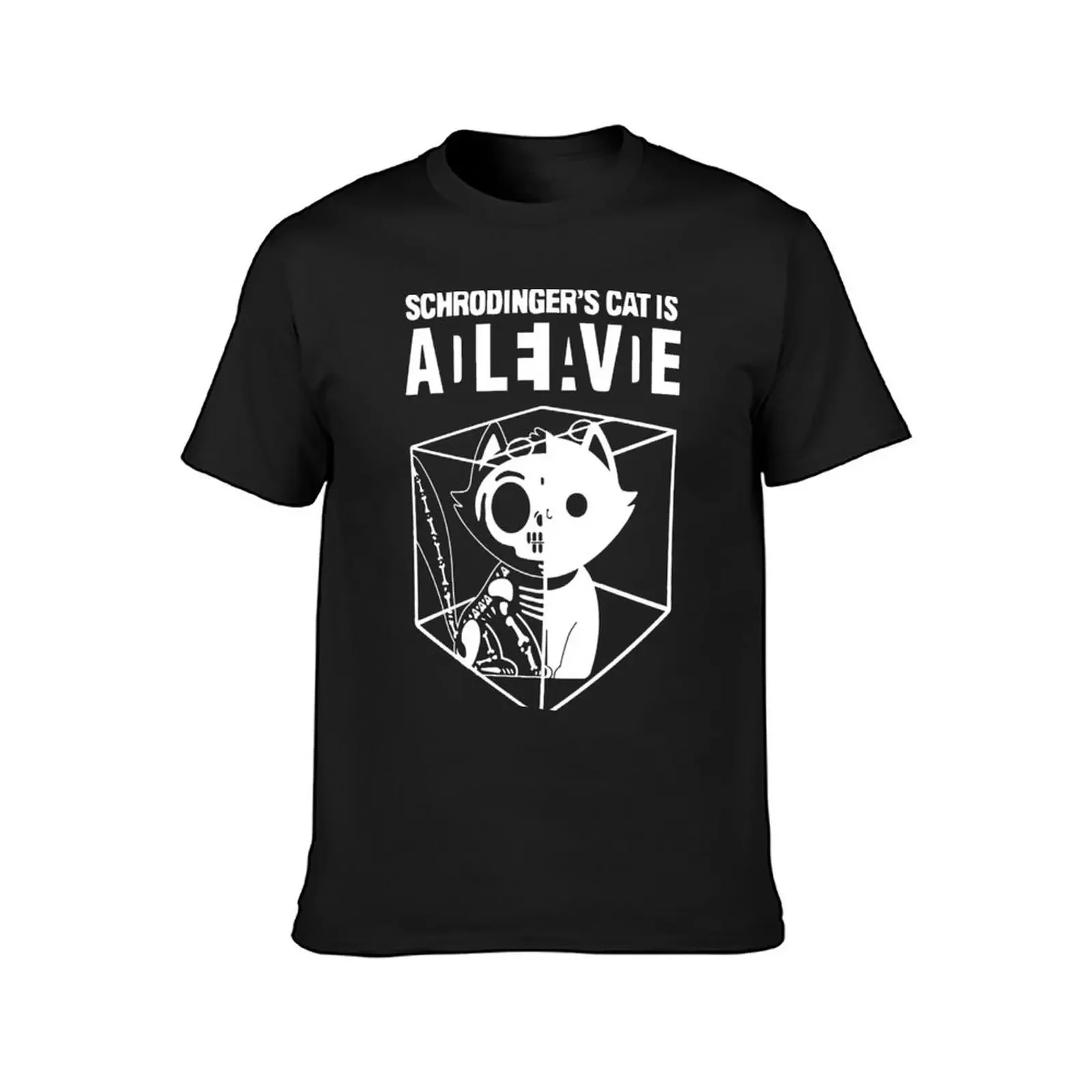 Schrodinger’s Cat, Funny Science Cat Dead And Alive T-Shirt Aesthetic clothing rapper graphic tees T-shirts for men cotton