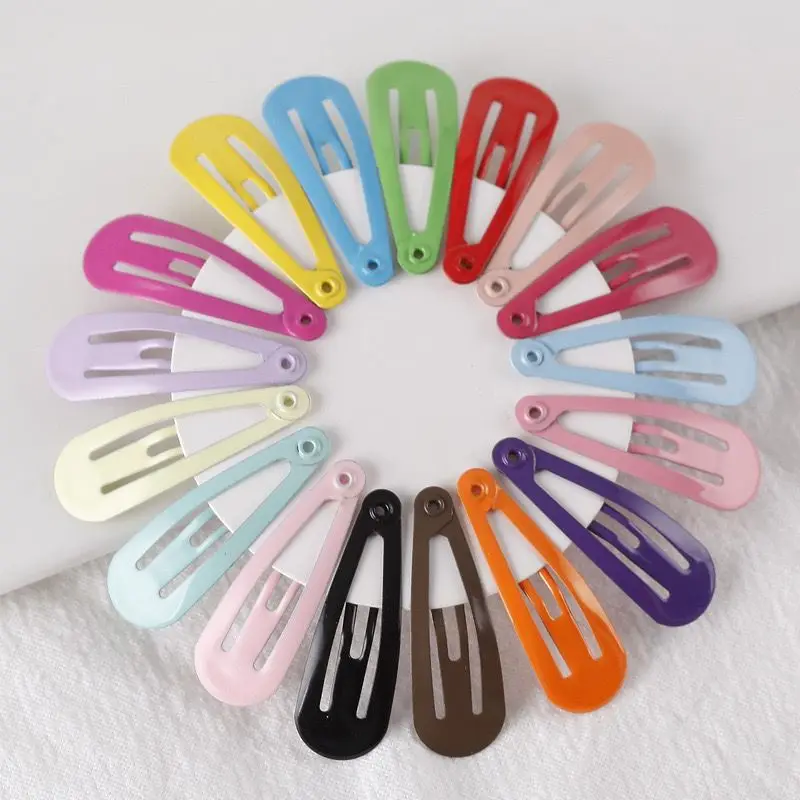 

Bulk 120pc/lot 1.2" Snaps Hairpins Hair Clips Pins Hairgrip Candy Colorful Snap Waterdrop Kids Hair Accessories For Baby Girls