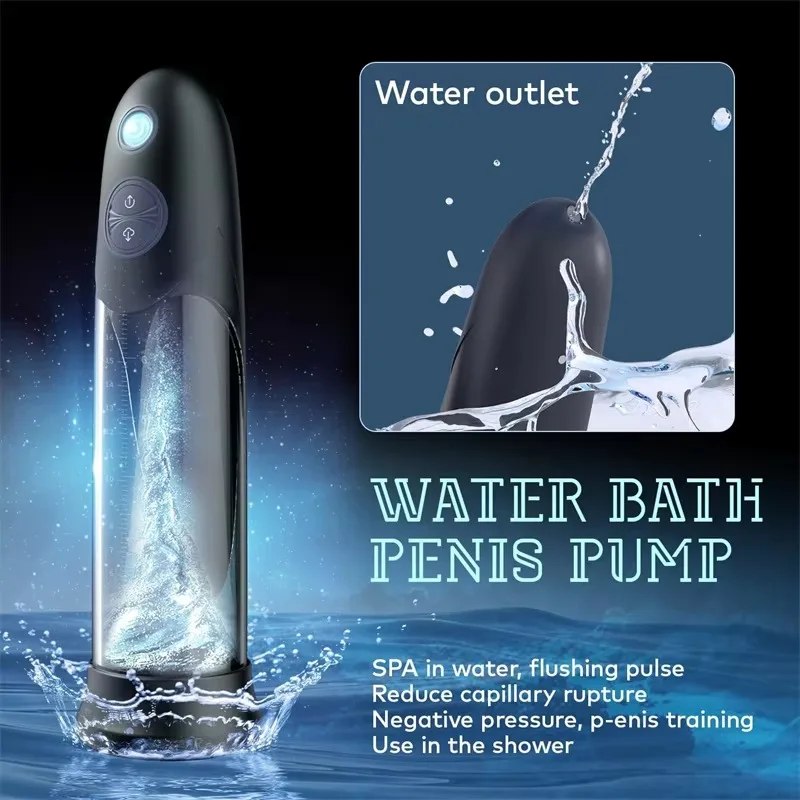 3 in 1 Water Spa Massager Penis Enlarger Male Masturbator Vacuum Pump with 3 Suction Intensities Endurance Trainer Penis for Men