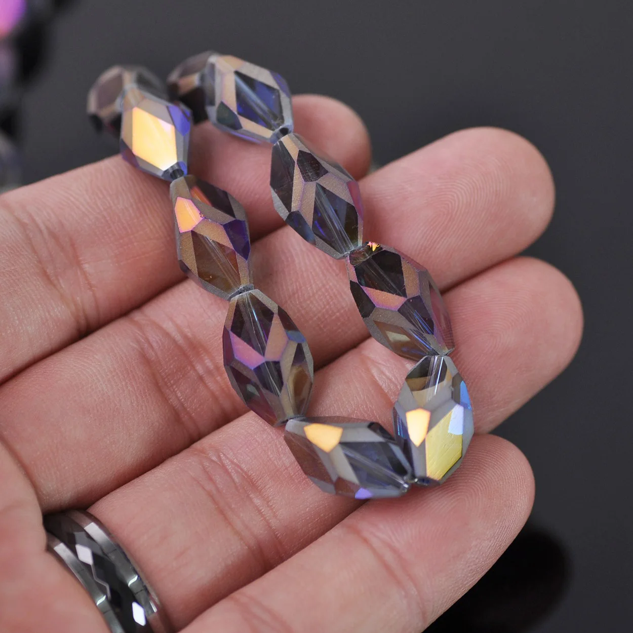 10pcs 15x10mm Oval Faceted Matte Crystal Glass Loose Crafts Beads for Jewelry Making DIY Crafts Findings