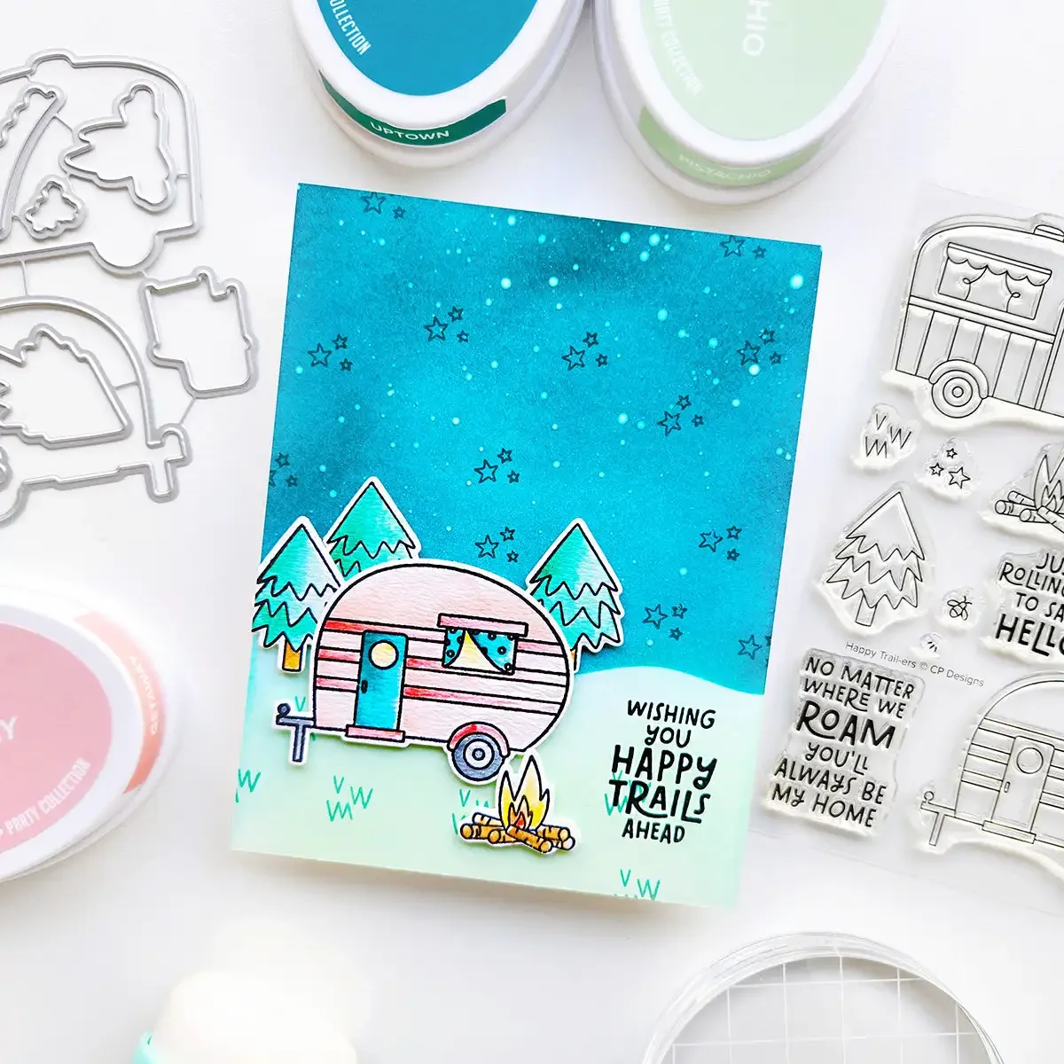 Peak Trail-ers Camping Clear Stamps Metal Cutting Dies Stencil for DIYDecorating Scrapbook Paper Embossing Craft April 2026 New