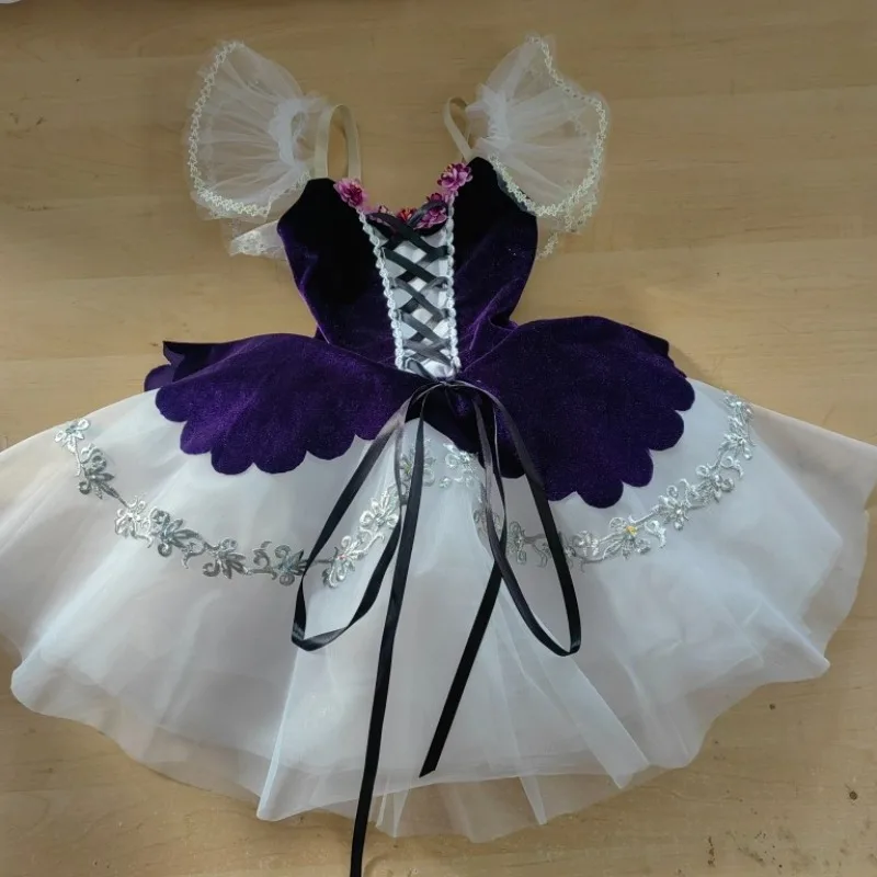 Handmade Giselle Ballet Dress Children's Professional Competition Clothes Purple Maxi  Adult Tutu Dress Flower Girls Dress