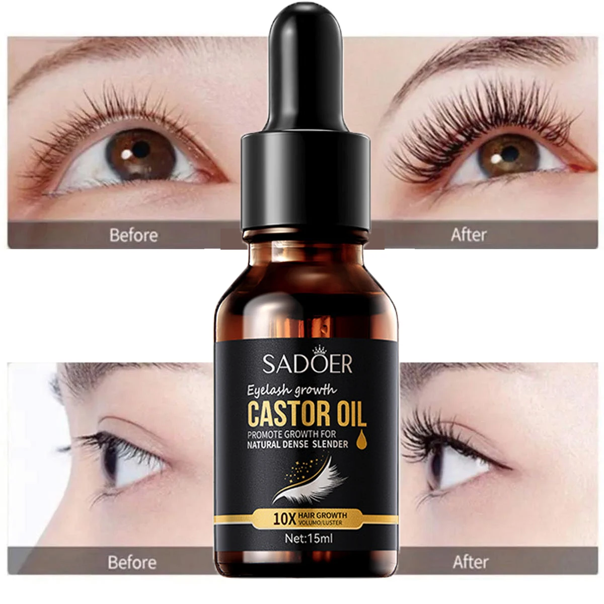 Sourcils huile de croissance des cils épais mince Curl humide huile de ricin naturelle cultiver Extension liquide sérum de cils produit de maquillage féminin