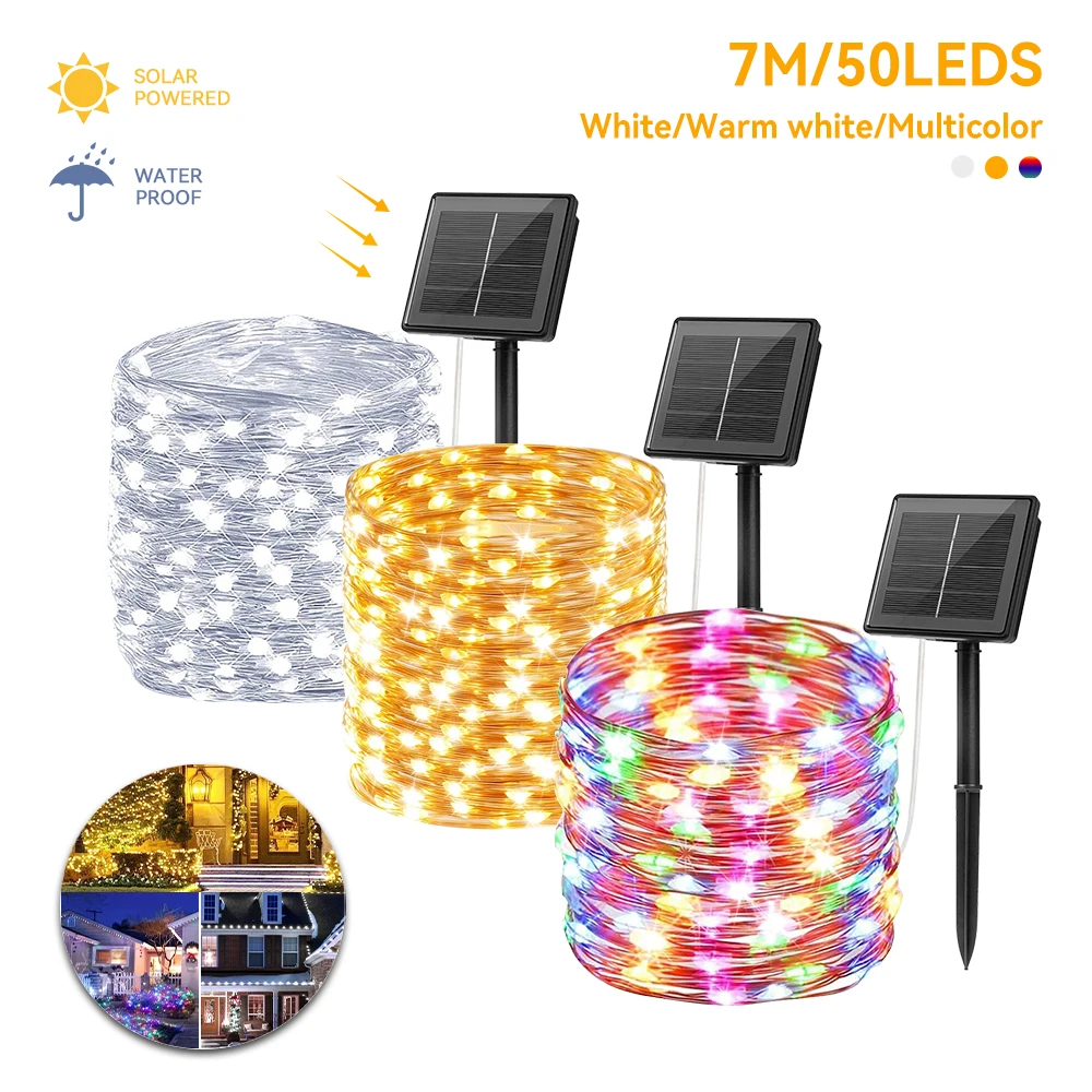 1pc Solar Fairy Light, Warm Color Cold White Color 7mled Courtyard Tree Wedding Sparkling Light, Solar Fairy Light