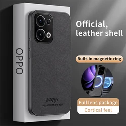 Leather Case for Oppo Reno 13 Luxury Shock Absorption Car Magnetic Mount Anti-knock Anti-fingerprint Thin Cover