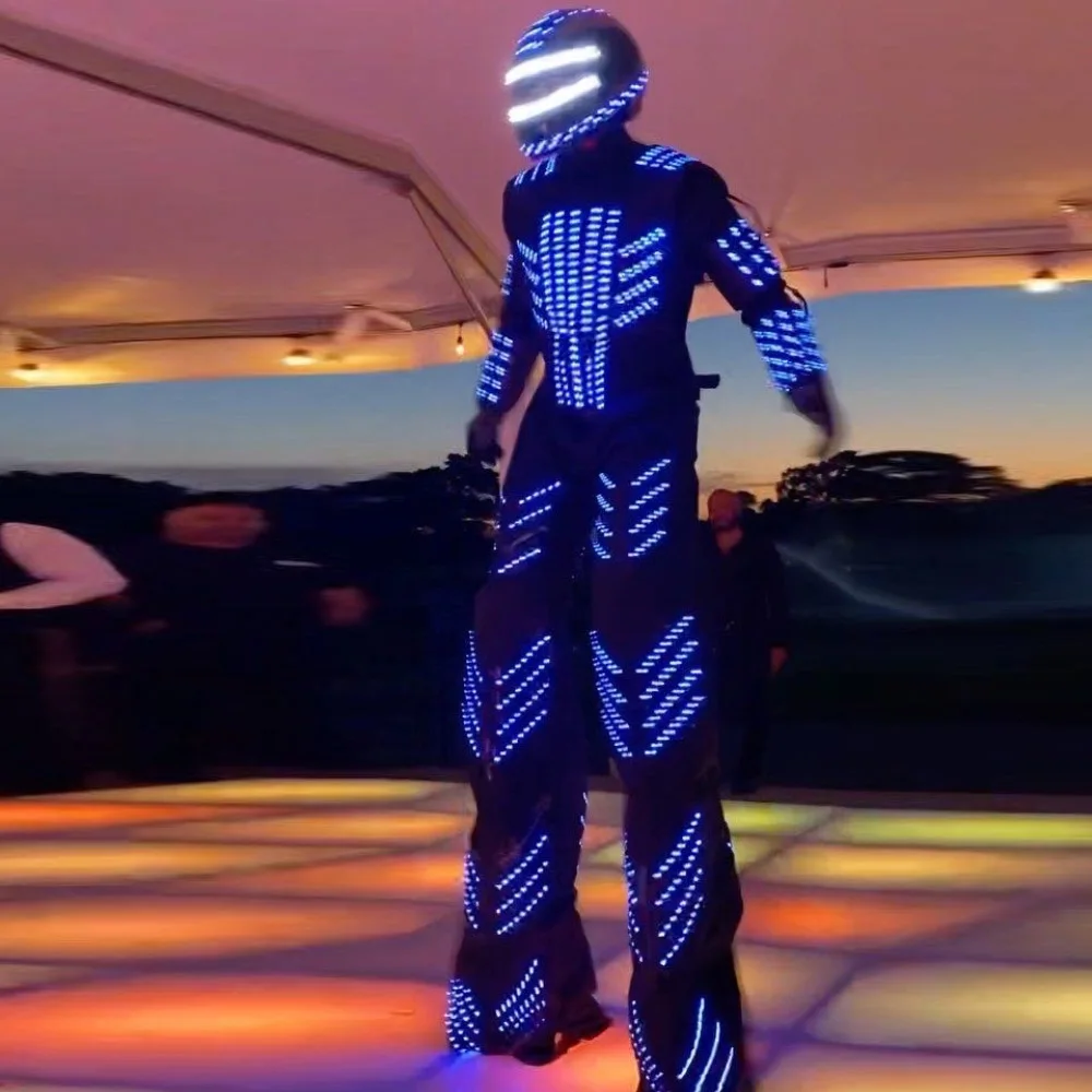 

Светодиодный костюм робота на ходулях Уокер Криманский костюм для ночного клуба, сценическое представление, косплей, вечернее платье на Хэллоуин