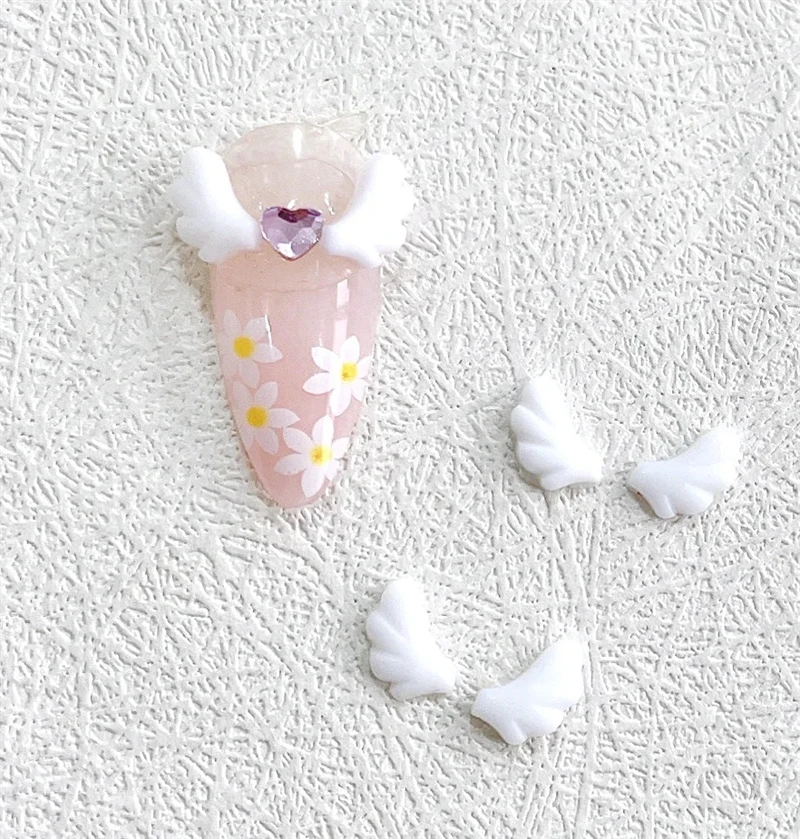 50 pezzi-Simpatiche ali d'angelo-Ciondoli per unghie-Alie luminose sfuse-AB-Flatback-Resina-Parti per unghie-Glitter-Cristalli